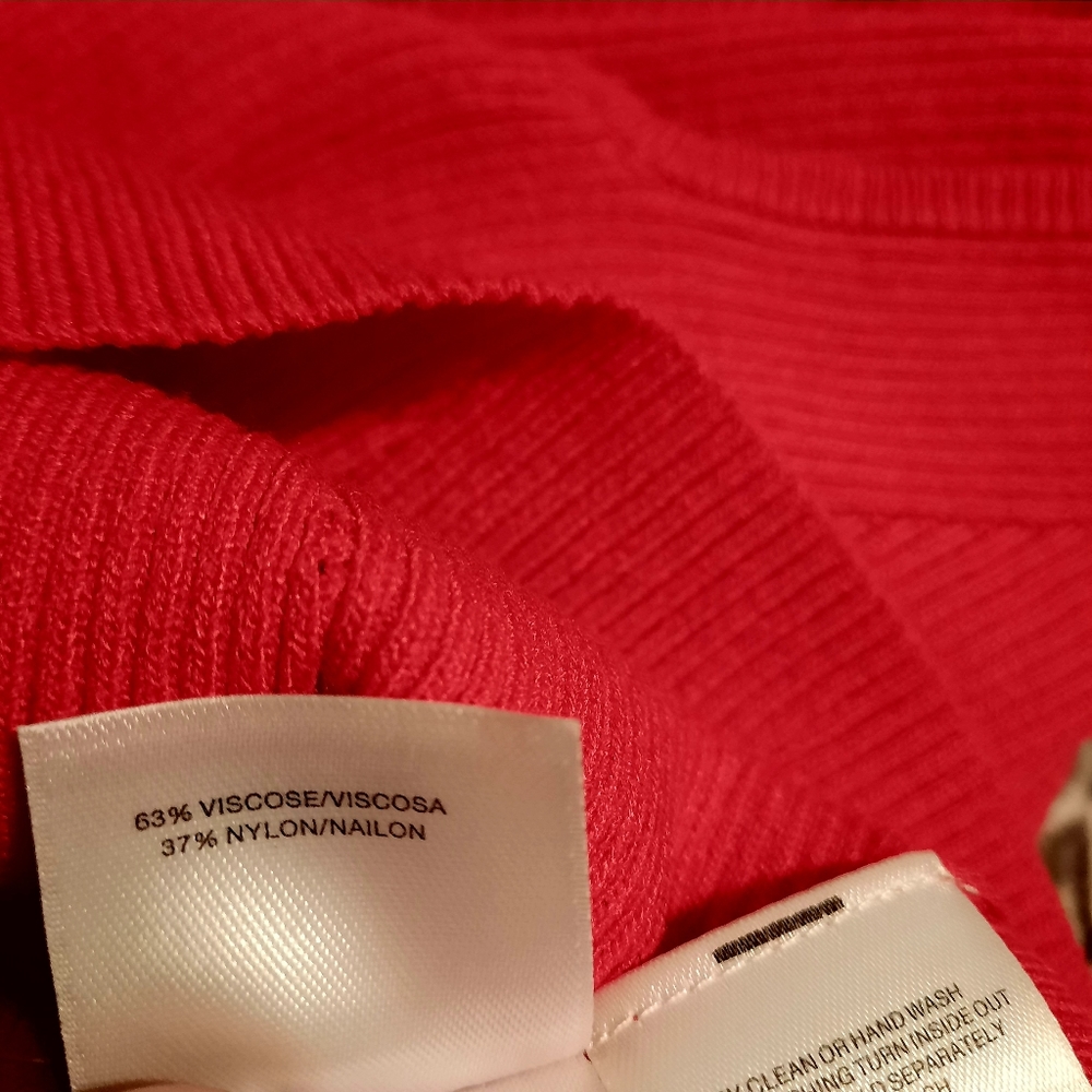 Anne Klein Shirt Women's Large Red Sleeveless Ribbed Turtleneck Sweater Top - Picture 9 of 10
